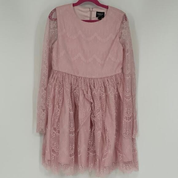 Bardot Junior Size 10 Popourri Gertrude Lace Dress Scallop Hem Long Sleeve O3-8 - Picture 2 of 10